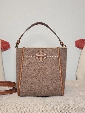 Tory Burch Brown Wool-Blend Mini Shoulder Bag